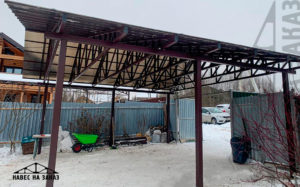 Двускатный навес 6 x 6 из сотового поликарбоната