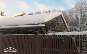 Двускатный навес 8 x 9 с заливкой монолитным поликарбонатом